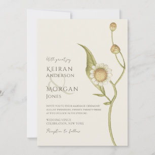 Minimal Wildflower Daisy Boho Simple Wedding Invitation