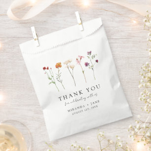 Minimal Wildflower Lesbian Pride Floral Wedding Favour Bags