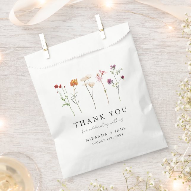 Minimal Wildflower Lesbian Pride Floral Wedding Favour Bags (Clipped)