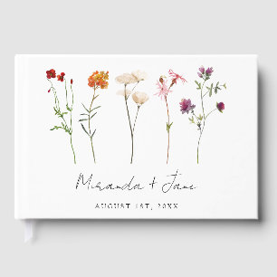Minimal Wildflower Lesbian Pride Floral Wedding Guest Book