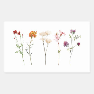 Minimal Wildflower Lesbian Pride Floral Wedding Rectangular Sticker