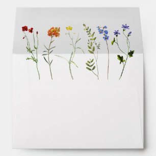 Minimal Wildflower LGBTQ Gay Pride Floral Wedding Envelope