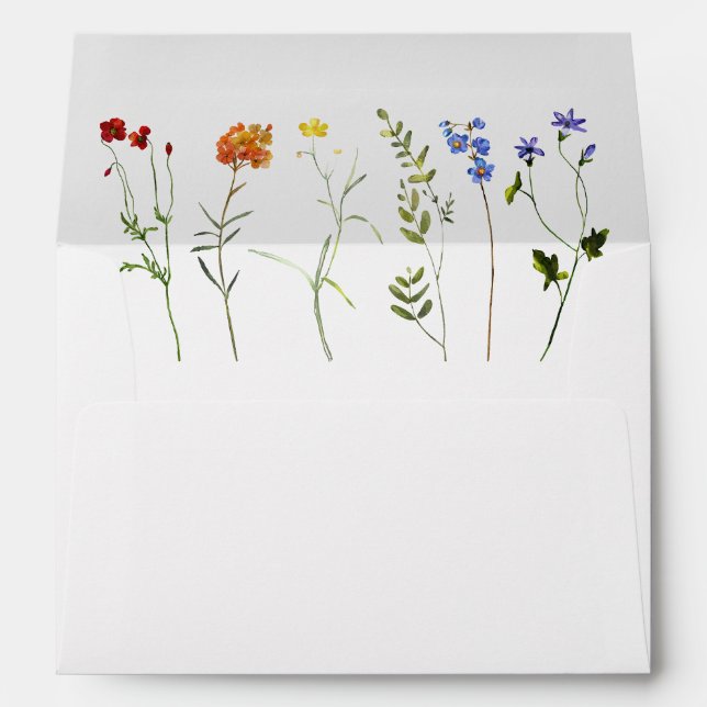 Minimal Wildflower LGBTQ Gay Pride Floral Wedding Envelope (Back (Bottom))