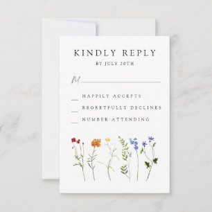 Minimal Wildflower LGBTQ Gay Pride Floral Wedding RSVP Card