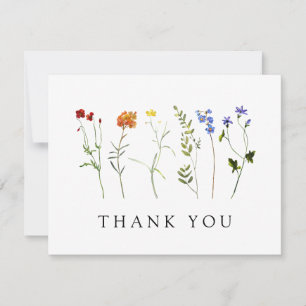 Minimal Wildflower LGBTQ Gay Pride Floral Wedding Thank You Card