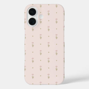 Minimal Wildflower Pattern with Dots iPhone 16 Case