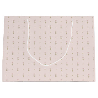 Minimal Wildflower Pattern with Dots Large Gift Bag