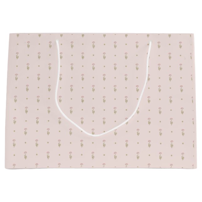 Minimal Wildflower Pattern with Dots Large Gift Bag (Front)