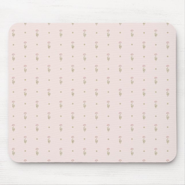 Minimal Wildflower Pattern with Dots Mouse Mat (Front)