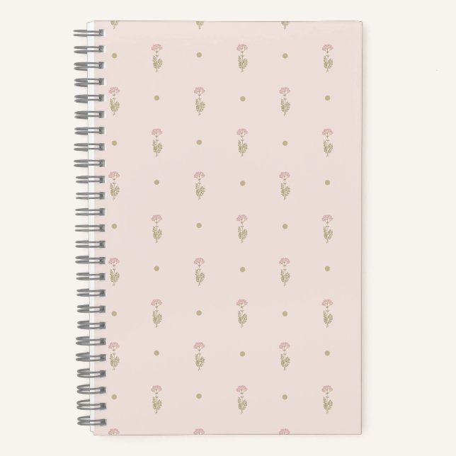 Minimal Wildflower Pattern with Dots Notebook (Front)