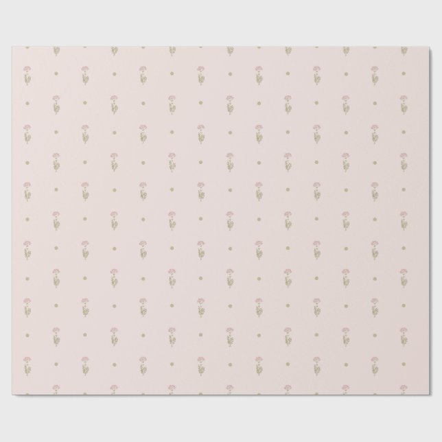 Minimal Wildflower Pattern with Dots Wrapping Paper (Flat)
