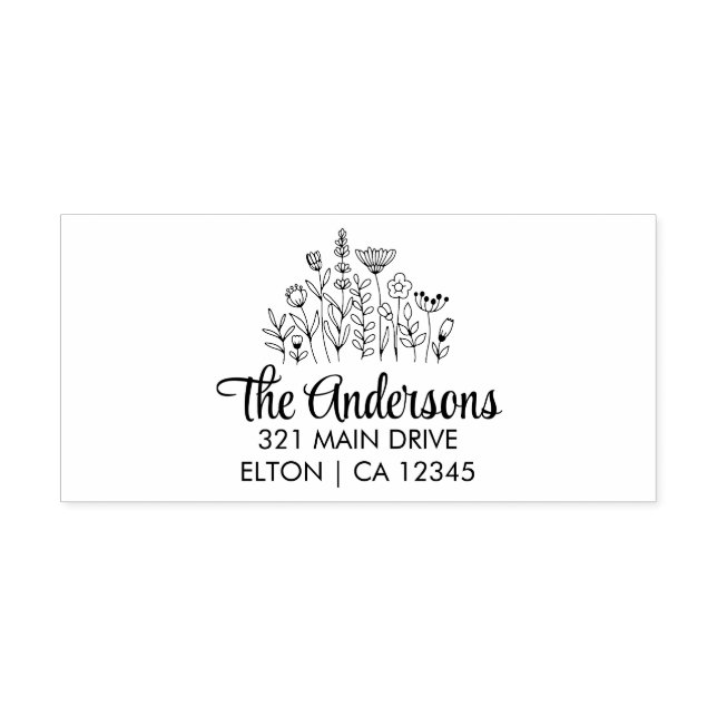 Minimal Wildflower  Rubber Stamp (Imprint)