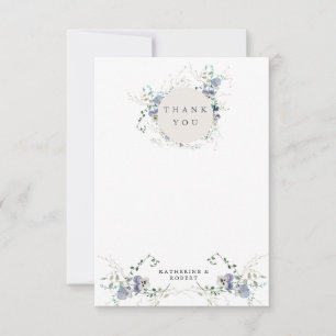 Minimal Wildflower Wedding Photo Thank You Card
