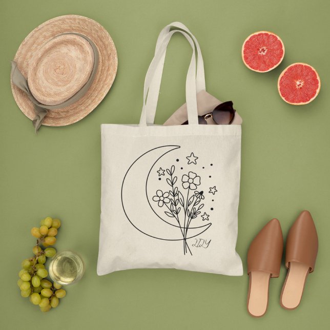 Minimal Wilf Flowers , bohemiam minimal Tote Bag (Creator Uploaded)