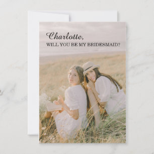 Minimal Will You Be My Bridesmaid Photo Card