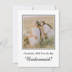 Minimal Will You Be My Bridesmaid Photo Card
