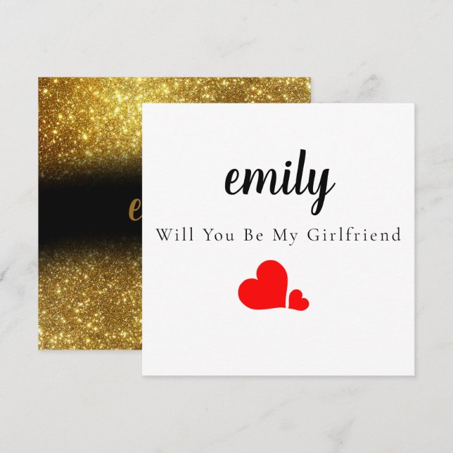 Minimal Will You Be My Girlfriend Card (Front/Back)