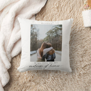 Minimal Will you be my Matron of Honour Photo Chic Cushion