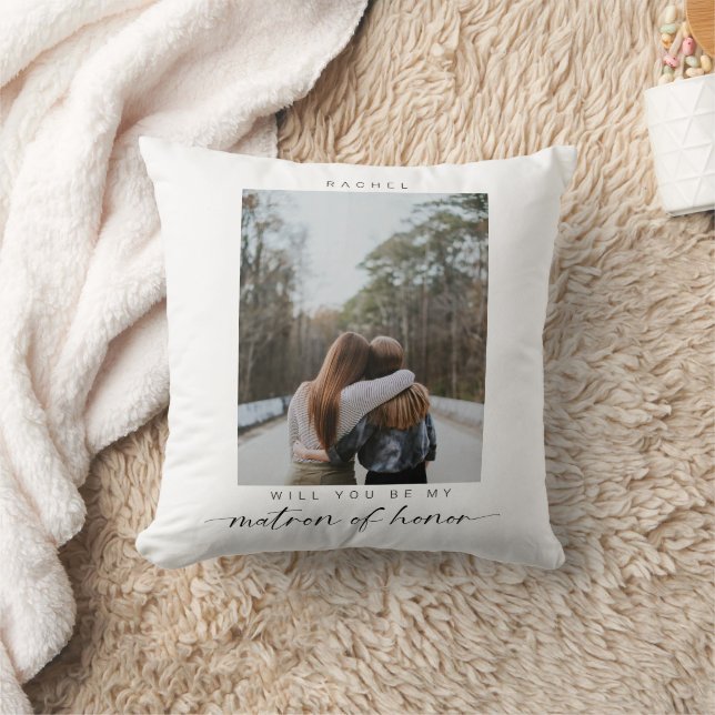Minimal Will you be my Matron of Honour Photo Chic Cushion (Blanket)