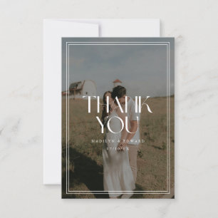 Minimal Wine Red Bold Typography Wedding Photo Thank You Card