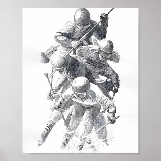 Minimal Winter Sports Illustration – Alpine Ice Ga Poster (Front)
