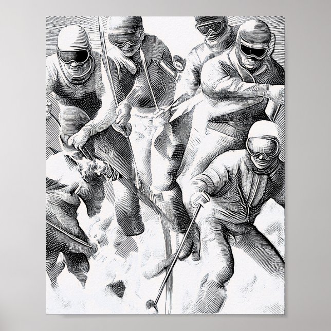 Minimal Winter Sports Illustration – Alpine Ice Ga Poster (Front)