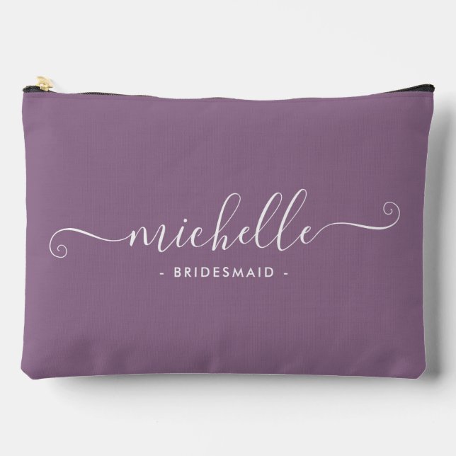 Minimal Wisteria Purple Personalised Bridesmaid Accessory Pouch (Front)