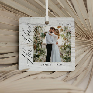 Minimal Woodgrain Wedding Her Vows Couples Photos Metal Tree Decoration
