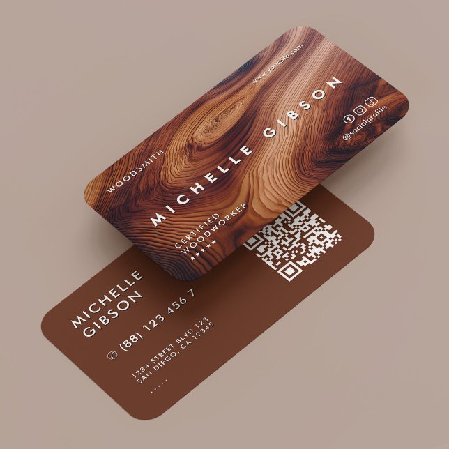 Minimal Woodworker Carpenter Teak Wood Modern Business Card (Minimal Woodworker Carpenter Teak Wood Modern Business Card
)
