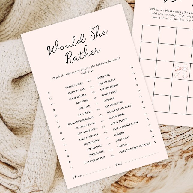 Minimal Would She Rather Bridal Shower Game (Creator Uploaded)