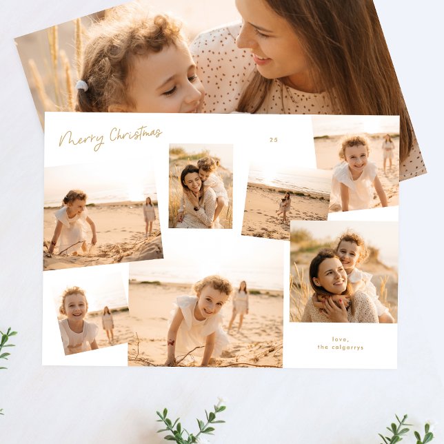 Minimal Year In Review Christmas Multi 7 Photo Holiday Card (Creator Uploaded)