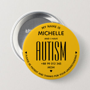 Minimal Yellow Autism Awareness ASD ADHD Special 7.5 Cm Round Badge