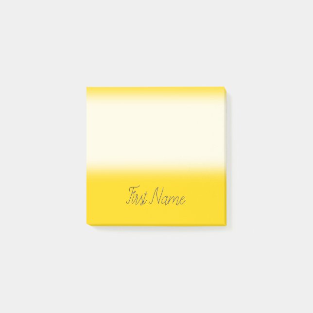 Minimal Yellow Background w/ Midnight Blue Name Post-it Notes (Front)