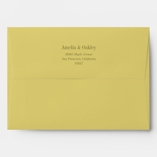 Minimal Yellow Elegant Wedding Return Address Envelope (Back (Top Flap))
