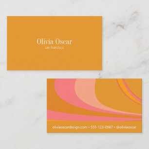 Minimal Yellow Pink Unique Abstract Marble Art Business Card