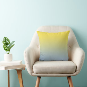 Minimal Yellow to Light Blue Ombré Cushion