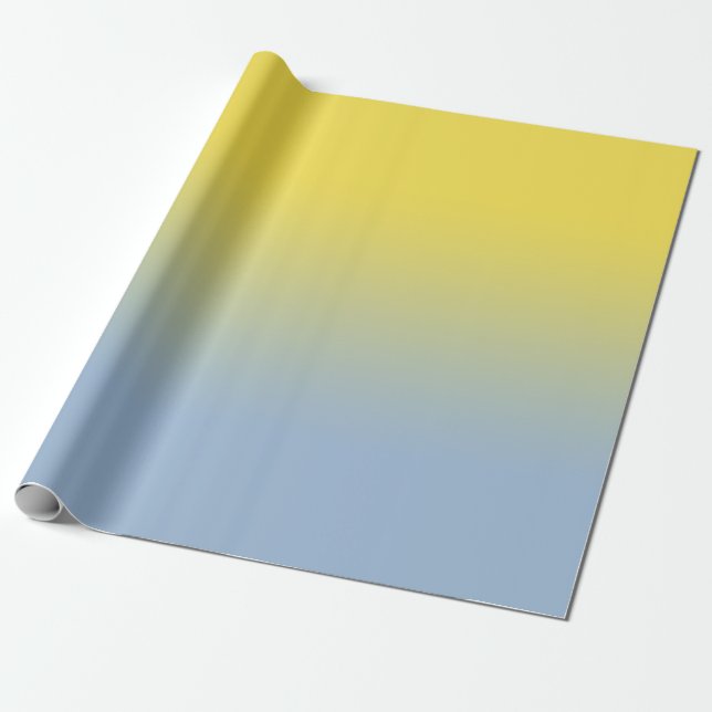 Minimal Yellow to Light Blue Ombré Wrapping Paper (Unrolled)