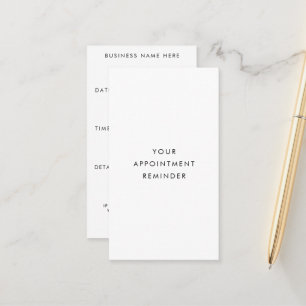 Minimal Your Appointment Reminder Business Name Card