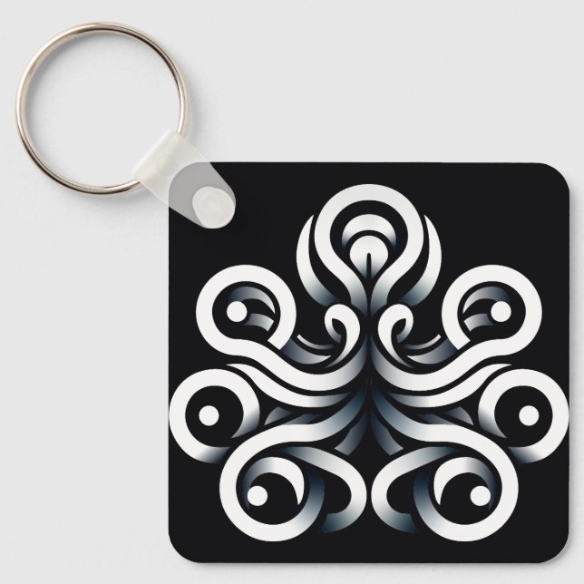Minimal Zen Sacred Geometric Mandala Abstract Key Ring (Front)