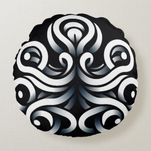 Minimal Zen Sacred Geometric Mandala Abstract Round Cushion
