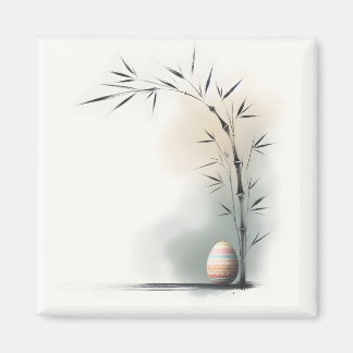 Minimal Zen Spring Bamboo Easter Egg Magnet