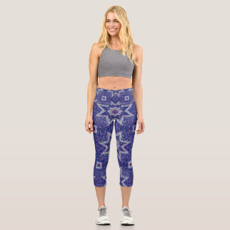 minimal zen stars art pattern capri leggings