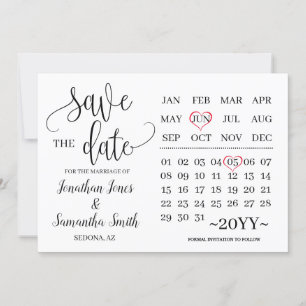 Minimalis calendar save the date modern wedding invitation