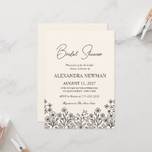 Minimalis Floral Ivory Bridal Shower Invitation