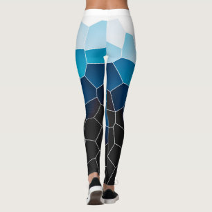 Minimalism Abstract Art Blue White Cells Leggings