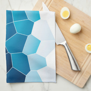 Minimalism Abstract Art Blue White Cells Tea Towel