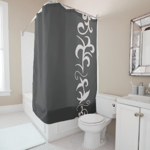 Minimalism Abstract Art Charcoal Grey Hand Drawing Shower Curtain