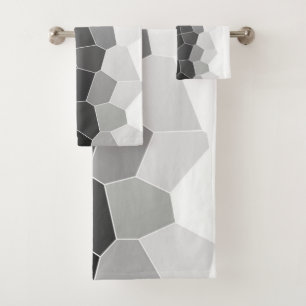 Minimalism Abstract Art Charcoal White Cells Bath Towel Set