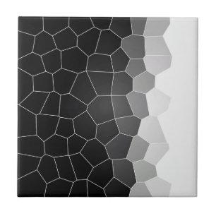 Minimalism Abstract Art Charcoal White Cells Tile