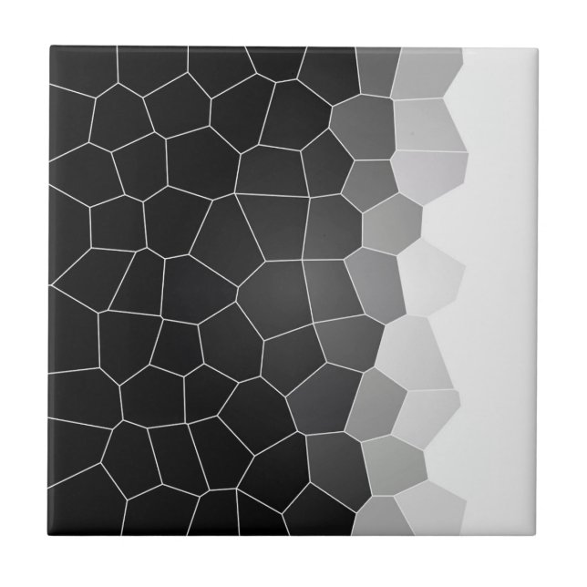 Minimalism Abstract Art Charcoal White Cells Tile (Front)